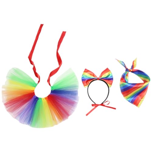 jojofuny 1 Set Regenbogen Haustier Kostüm: Regenbogen Stirnband Schal Tutu Rock Hund LGBT Gay Pride Bandana Dreieck Hundeschal für Haustier Zubehör von jojofuny