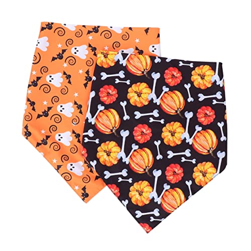 jojofuny Haustierbedarf Halloween Haustier Bandanas Hund Dreieck Schals Attraktive Muster 2 Stücke von jojofuny