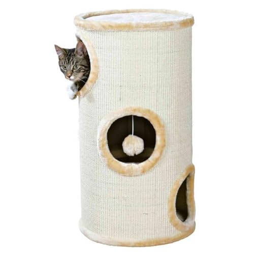 jollypaw Kratzturm Jollina - robuste Sisal-Kratzfläche - Höhle mit Plüsch - gepolstere Liegeplatte - ø 36 cm, Höhe: 70 cm - 7735601 von jollypaw