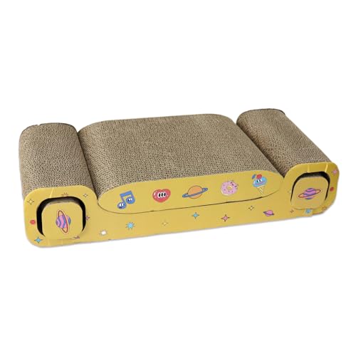 Jovani 3-in-1-Katzenkratzer und Bett, robuste Wabenwellpappe, multifunktionales Design für Bewegung und Unterhaltung, inklusive Katzenminze von jovani