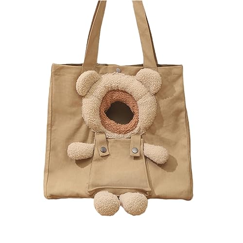 Bears can Show Their Heads, one Shoulder, Breathable Travel, Portable, Outdoor cat and Dog Bag, Carrying pet Tote Bag-Cubs Khaki von joyxiwa