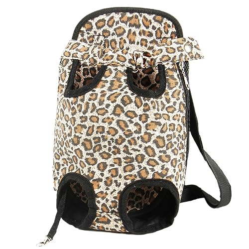 Nylonmaterial Hund Katze Haustier Tasche Vier Ecken Teddy, Praktischer Rucksack, Kleines Haustier zum Ausgehen, Tragbare Tasche-Leopard-L von joyxiwa