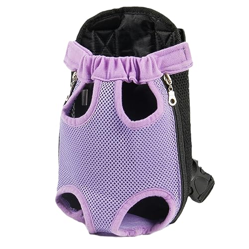 Nylonmaterial Hund Katze Haustier Tasche Vier Ecken Teddy, Praktischer Rucksack, Kleines Haustier zum Ausgehen, Tragbare Tasche-Violett-L von joyxiwa