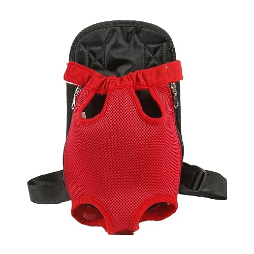 Nylonmaterial Hund Katze Haustier Tasche Vier Ecken Teddy, Praktischer Rucksack, Kleines Haustier zum Ausgehen, Tragbare Tasche-rot-S von joyxiwa