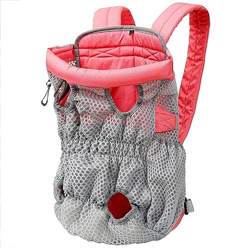 Oxford Haustier-Rucksack für Hunde, atmungsaktiv, Netzstoff, tragbar, geeignet für kleine Katzen und Hunde, Pink / Grau, Größe M von joyxiwa