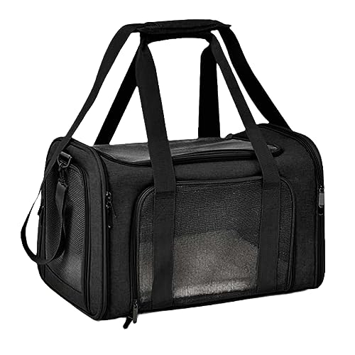 Pet Travel Dacron Bag Daily Necessities Cat Dog Carrier Foldable Crossbody Bag Suitable for Small Pets-Black von joyxiwa