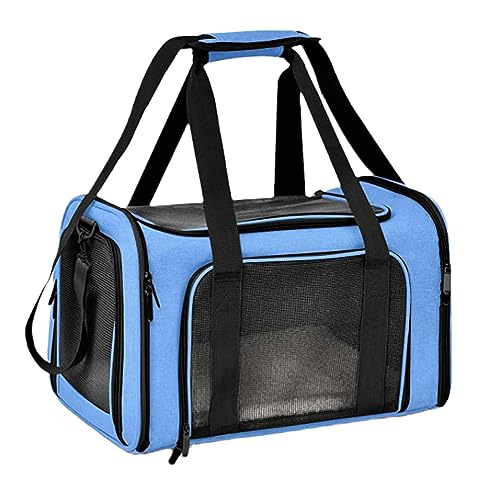 Pet Travel Dacron Bag Daily Necessities Cat Dog Carrier Foldable Crossbody Bag Suitable for Small Pets-Blue von joyxiwa