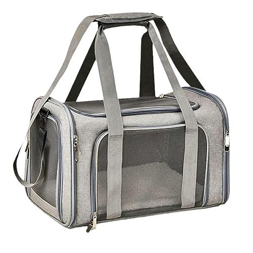 Pet Travel Dacron Bag Daily Necessities Cat Dog Carrier Foldable Crossbody Bag Suitable for Small Pets-Grey von joyxiwa