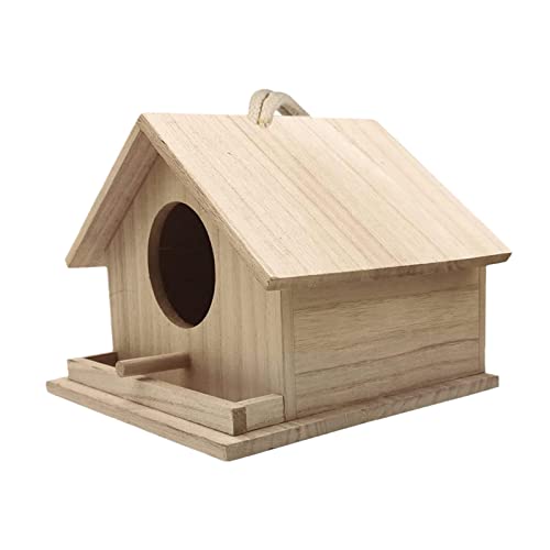 Vogelnest zum Aufhängen aus Holz, Garten, Holzhandwerk, Massivholz, Papageien, kleines Haus, kleines Vogelnest, Holzzuchtkasten für Vögel, Papageien, Paarungsbox, weiß, 17 x 17 x 14 cm von joyxiwa