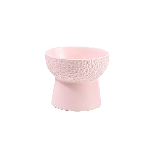 joyxiwa 1pc Oblique Mouth Flat Mouth Ceramic Bowl, Neck Protection, high foot cat basin, Cute cat and dog bowl-Flat Mouth Pink Planet Pattern von joyxiwa