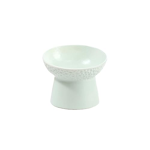 joyxiwa 1pc Oblique Mouth Flat Mouth Ceramic Bowl, Neck Protection, high foot cat basin, Cute cat and dog bowl-diagonal mint green planet pattern von joyxiwa