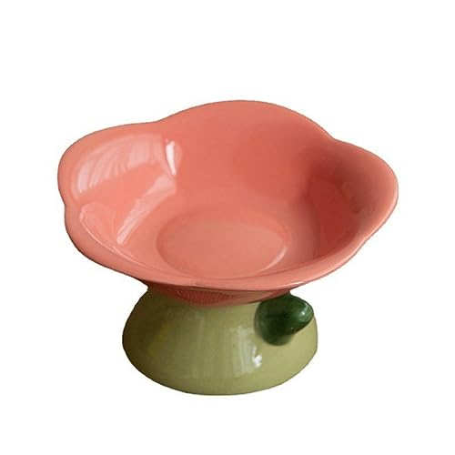 joyxiwa Hals Schutz Keramik Katze Schüssel Blume Hohe Fuß Schräge Mund Katze Futter Topf Haustier Keramik Bowl-Powder Tray von joyxiwa