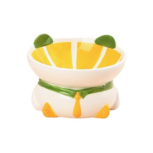 joyxiwa Keramik-Katzenbecken, Nackenschutz, schräger Mundschutz, Halswirbelsäule, Trinkwasser, Hundenapf, high Foot pet Products-Lemon King von joyxiwa