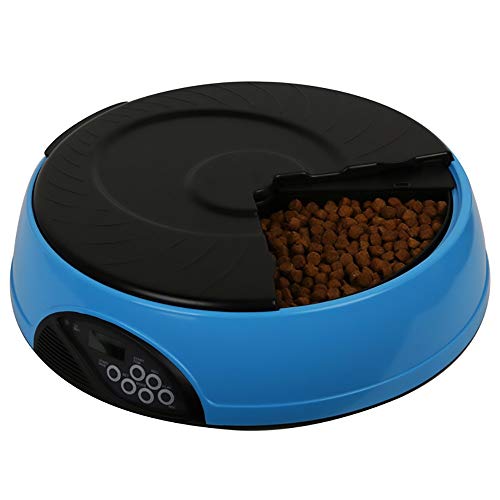 Feeders 6 Lunchboxen, kleine Kapazität, automatisches Fütterungsgerät, einfarbig, für Katzen und Hunde, Timing, quantitatives automatisches Fütterungsgerät (Farbe: Blau) von jsfdsfhsdjdjgrieurfews