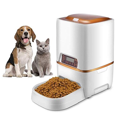 Feeders Intelligenter automatischer Futterspender für Katzen und Hunde, Timing, quantitativ, 6 l, große Kapazität, 4 Mahlzeiten, Dual-Netzteil kann aufgenommen werden, Weiß von jsfdsfhsdjdjgrieurfews