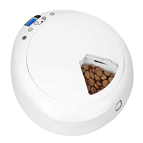 Feeders White Round Six Meals Automatic Feeder Small Pet Timing Food Feeder Intelligent Feeding Machine Battery Power Supply Wet Food Cats and Dogs Universal von jsfdsfhsdjdjgrieurfews