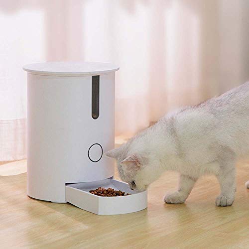 Intelligentes weißes Zylindrisches Feeder für Haustiere, 2,8 l, automatische Fütterung, One Button, Feeder für Katzen, Fernbedienung, mobiles Smart-Haustierzubehör von jsfdsfhsdjdjgrieurfews