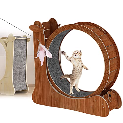 Katzen Laufband Und Kratzbaum - 2 in 1 Holz Katzen Laufband Mit Katzenspielzeug Und Katzenlaufmatte,Sicherheitsfang/Geräuschloser Betrieb, 35,8 Zoll,Brown von json2xml