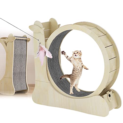 Katzen Laufband Und Kratzbaum - 2 in 1 Holz Katzen Laufband Mit Katzenspielzeug Und Katzenlaufmatte,Sicherheitsfang/Geräuschloser Betrieb, 35,8 Zoll,Yellow von json2xml