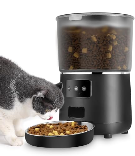 jutyum futterautomat katze 4L, für Haustiere, hund, bis zu 9 Portionen/4 Mahlzeiten pro Tag, Anti-Clog & Duale Stromversorgung katzenfutter automat mit katzennapf und Timer von jutyum