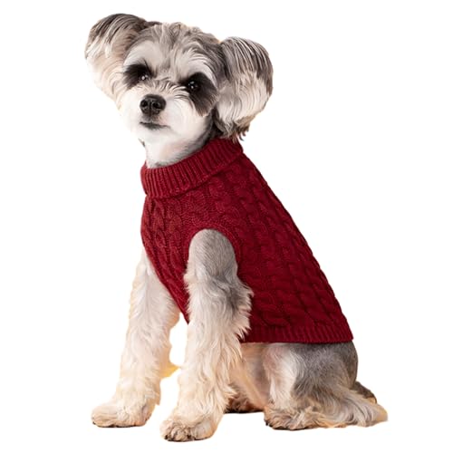 jyibinee Ärmelloser Haustierpullover, Haustierpullover, Revers-Design, bequem, warm, Winterweste für Hunde und Katzen, modische Haustierkleidung, Dunkelrot, Größe XL von jyibinee