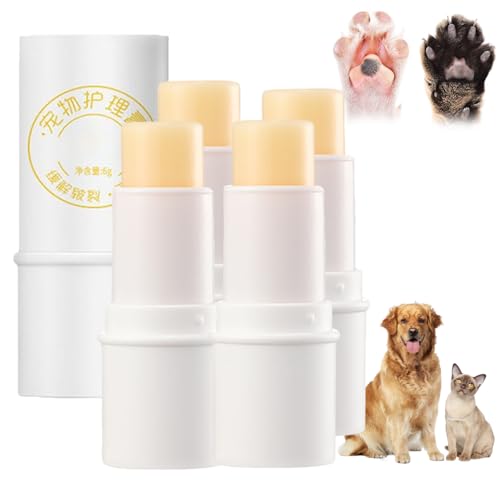 jynuannuan Pfotensalbenstift, Njula Pfotenpflegestift, Celerypets Pfotensalbenstift Für Katzen Und Hunde, Haustierpfotenpflegecreme, Natürlicher Feuchtigkeitsbalsam Für Hunde Und Katzen (4 Stück) von jynuannuan