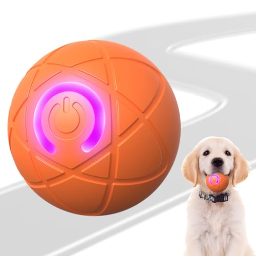 Hundespielzeug Ball Elektrisch, 2025 Neuestes Smart Shaky Ball Toy for Dogs, Katzenballspielzeuge Interaktive Automatisch Drehbare 360° Kugel mit USB-Ladefunktion (Orange) von kailisi