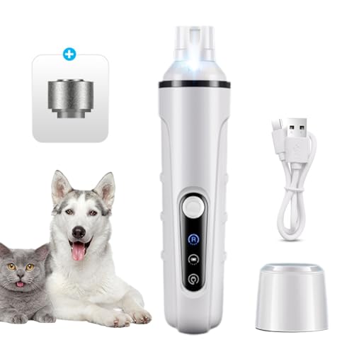 Pet Nail Grinder with LED Light, 2024 Neueste Krallenschleifer für Hunde mit LED-Licht, Niedriges Dezibel Schnell Nagelschneider Haustiere für Hunde von kailisi