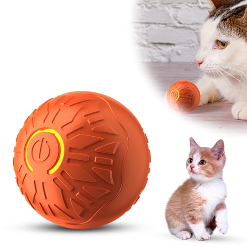 Shaky Ball Toy for Cats, 2025 Neuestes Hundespielzeug Ball Elektrisch, Katzenballspielzeuge Interaktive Automatisch Drehbare 360° Kugel mit USB-Ladefunktion (Orange) von kailisi