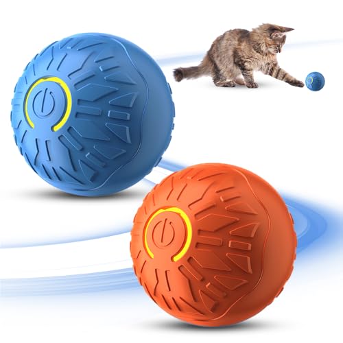 Shaky Ball Toy for Cats, 2025 Neuestes Hundespielzeug Ball Elektrisch, Katzenballspielzeuge Interaktive Automatisch Drehbare 360° Kugel mit USB-Ladefunktion (Orange+Blau) von kailisi