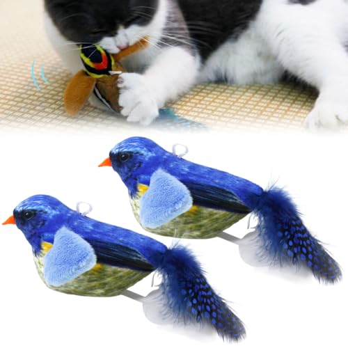 kailisi Flapping Bird Cat Toy, 2024 Neuestes Elektrisches Interaktives Katzenspielzeug mit Vogelrufe Simulieren, Interaktives Plüsch Zwitschernder Vogel Katzenspielzeug für Katzen Welpen (Lila,2) von kailisi