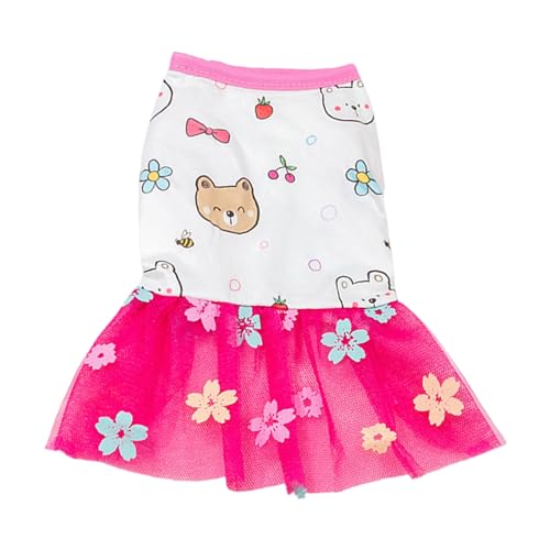 karelwui Sommerkleid für Hunde, Spitzensaum, schweißabsorbierender Pullover, Katzen-Tankkleid, zweibeinige Haustierkleidung für den Urlaub Rosa L von karelwui