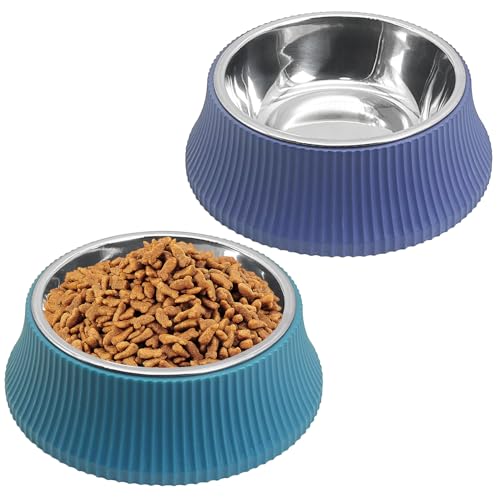 Kathson 2-teiliges Edelstahl-Hundenapf-Set, abnehmbar, kein Kippen, Welpenfutter und Wasser, Futternapf für kleine Hunde, Katzen, Kaninchen, Meerschweinchen, Frettchen von kathson