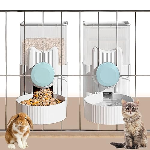 Kathson Hängender automatischer Katzenfutterspender und Wasserspender zum Aufhängen von Kaninchenfutter und Wasserspender für Käfig zum Aufhängen von Hunde-Wasser- und Futternapfspender für Kaninchen, von kathson