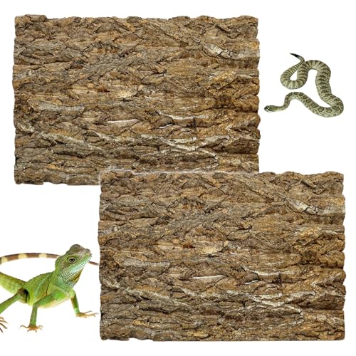 kathson 2 Stück 39,9 cm L x 29,6 cm B Korkfliesenhintergrund Rinde Reptilien Tank Hintergrund Terrarium Hintergrund Wanddekoration Natürliche Reptilien Klettermatte für Spinne Gecko Eidechse Chamäleon von kathson