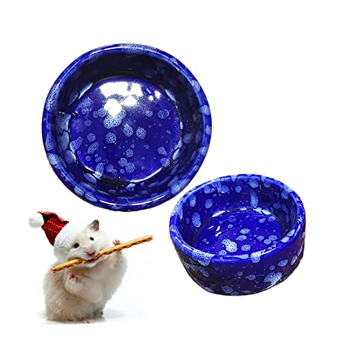 kathson 2 Stück Hamster Futternapf Meerschweinchen Keramik Wasserschale Kleintiere Futternapf für Zwerg, Hamster, Rennmäuse syrische Frettchen Igel Chinchilla Bunny (Marineblau) von kathson