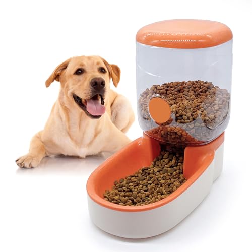 kathson Automatischer Futterspender für Katzen, 4 l, Schwerkraft-Hundefutterspender, große Kapazität, selbstfütternder Futternapf für Welpen, Kätzchen, Orange von kathson