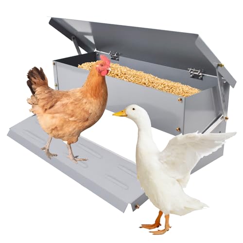 kathson Automatischer Hühner-Futterspender mit wetterfestem Deckel, für den Außenbereich, kein Abfall für Fasane, Enten, Bantams usw. (5 kg Kapazität) von kathson