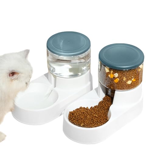 kathson Automatischer Hund Katze Futterspender und Wasserspender Set 1 Gallone Pet Gravity Food Feeder und Waterer Große Kapazität Haustiere Feeder für Hunde Katzen (Blau) von kathson