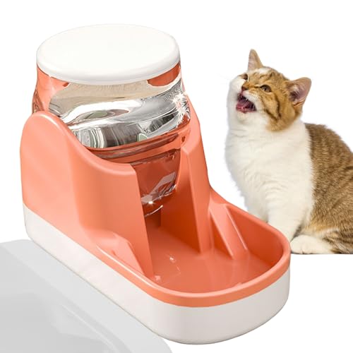 kathson Automatischer Hund Wasserspender 1 Gallone Schwerkraft Katze Wasserspender Hunde Wasserstation Schüssel Große Kapazität Feeder Waterer Haustier Trinkbrunnen Rosa von kathson