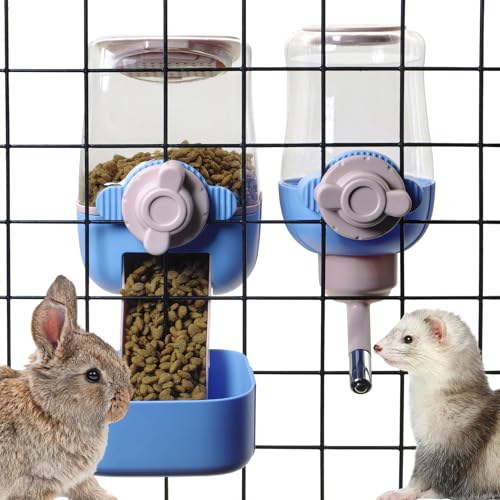 kathson Automatischer Kaninchen-Futterspender und Bewässerungs-Set, Schwerkraft-Haustierfutter, Wasserspender, Kaninchen-Pellet-Futterstation für Kleintiere, Fütterungs- und Bewässerungszubehör für von kathson