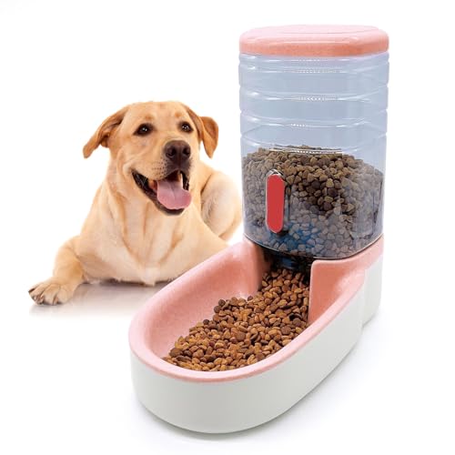 kathson Automatischer Katzenfutterspender 1 Gallone Schwerkraft Hundefutterspender Große Kapazität Selbstfütterung Tierfutter Schüssel für Welpen Kätzchen Kaninchen Rosa von kathson