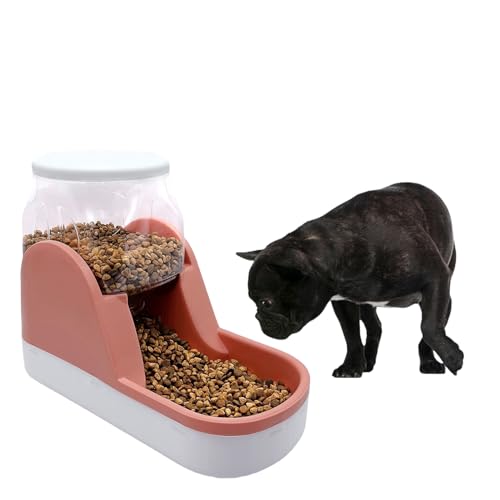 kathson Automatischer Katzenfutterspender Hundefutterspender Tierfutter Futterstation Schwerkraft Feeder Katze Trockenfutter Selbstfütterer Hundenapf Große Kapazität Futterspender für Kleine Mittlere Große Hunde Katzen (Rosa) von kathson