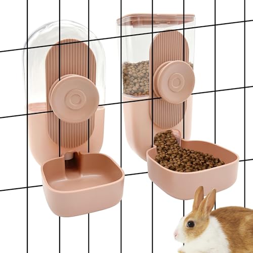 kathson Hängender automatischer Futter- und Wasserspender für kleine Katzen und Wasserspender, Schwerkraft-Auto-Futterspender und Bewässerungs-Set für Kaninchen, Chinchilla, Meerschweinchen, Igel, von kathson