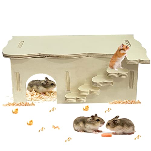 kathson Hamster-Holzhaus, Hamster-Verstecke mit Leiter, abnehmbare Meerschweinchenhütte, Chinchillas, Habitats, Käfig, Zubehör für Rennmäuse, Igel, Hasen (L) von kathson