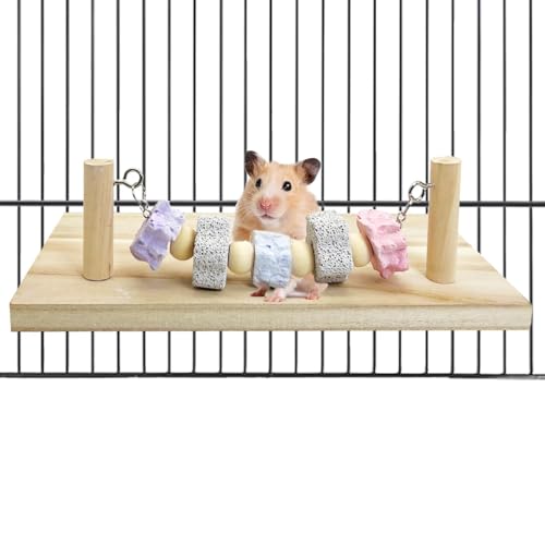 kathson Haustier-Holzleisten-Plattform, Holz-Chinchilla-Ledge-Plattform mit Lavaleisten, Kauspielzeug, Haustierkäfig, ruhendes Holzregal, Chinchilla-Käfig-Zubehör für Hamster, Meerschweinchen, Maus, von kathson