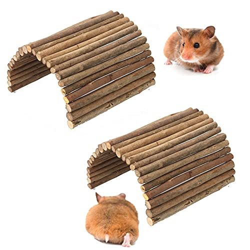 kathson Holzleiter für Hamster, Meerschweinchen, Ratte, Kauspielzeug, natürliches Versteck für Kleintiere, Chinchillas, Rennmäuse, Frettchen, syrische Hamster, Eichhörnchen, 2 Stück von kathson