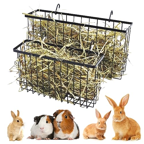 kathson Kaninchen-Heu-Futterstation für Kaninchen, 2 Stück, Metall, Hasen-Heuraufe für Käfig mit Haken, Kaninchen-Heu Halter für Kaninchen, Meerschweinchen, Chinchilla von kathson