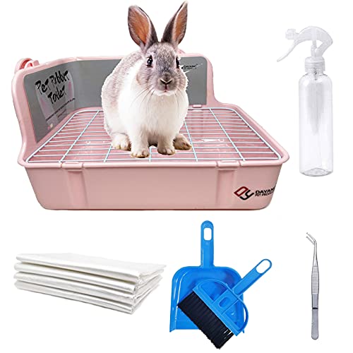 kathson Kaninchen Katzentoilette, Kaninchen Töpfchen Trainer Ecktoilette Kleintier Einweg Liner Bettwäsche Zubehör für Meerschweinchen, Chinchilla, Frettchen, Rennmäuse (Pink) von kathson