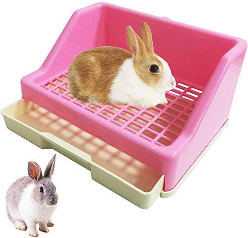 kathson Kaninchen Katzentoilette Trainer Kleintier Töpfchen Ecktoilette mit Schublade Haustier Käfig Pfanne Katzenklo Bett Box für Meerschweinchen Hamster Bunny Frettchen Galesaur Maus Eichhörnchen von kathson